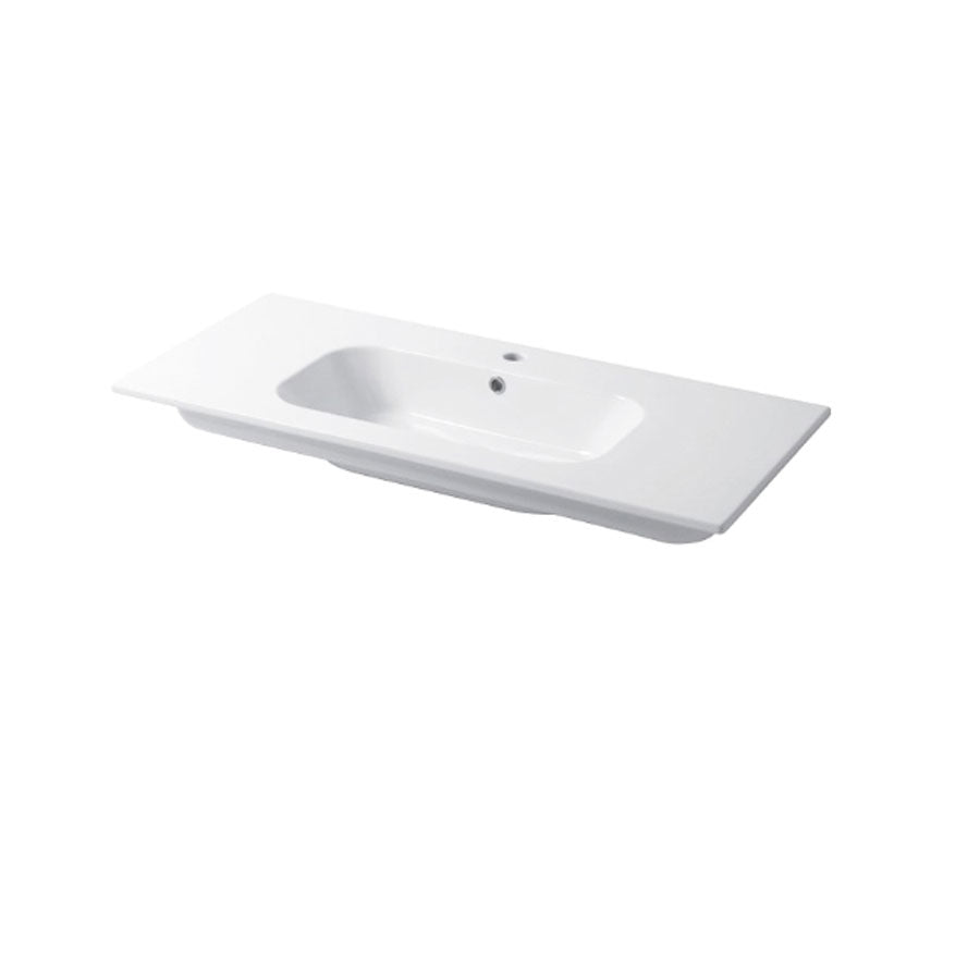 Lavabo a consolle in ceramica bianca lucida serie Qubo Square 51 Disegno-Ceramica 121cm