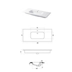 Lavabo a consolle in ceramica bianca lucida serie Qubo Square 51 Disegno-Ceramica 121cm