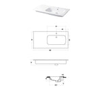 Lavabo a consolle in ceramica bianca lucida serie Qubo Square 51 Disegno-Ceramica 106cm - con piano appoggio sulla sinistra