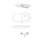 Lavabo a consolle in ceramica bianca lucida serie Qubo Square 51 Disegno-Ceramica 121cm - con piano appoggio sulla sinistra
