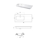 Lavabo a consolle in ceramica bianca lucida serie Qubo Square 51 Disegno-Ceramica 121cm - con piano appoggio sulla destra