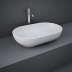 Lavabo da appoggio ovale bordi sottili Sensation in ceramica 55x35 cm- Bianco Opaco