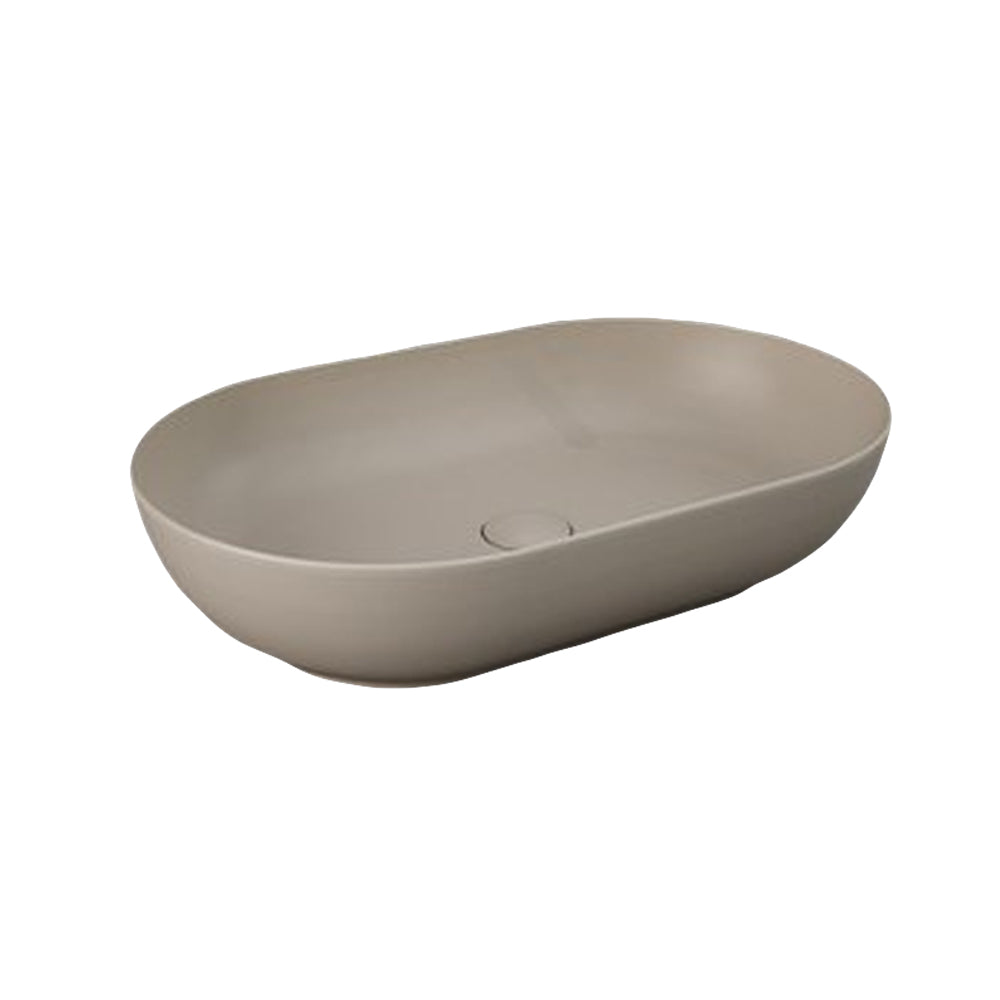Lavabo da appoggio ovale bordi sottili Sensation in ceramica 55x35 cm- Cappuccino Opaco