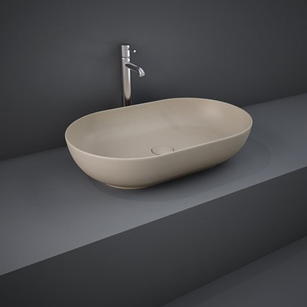 Lavabo da appoggio ovale bordi sottili Sensation in ceramica 55x35 cm- Cappuccino Opaco