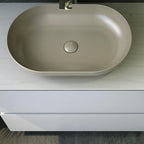 Lavabo da appoggio ovale bordi sottili Sensation in ceramica 55x35 cm- Cappuccino Opaco