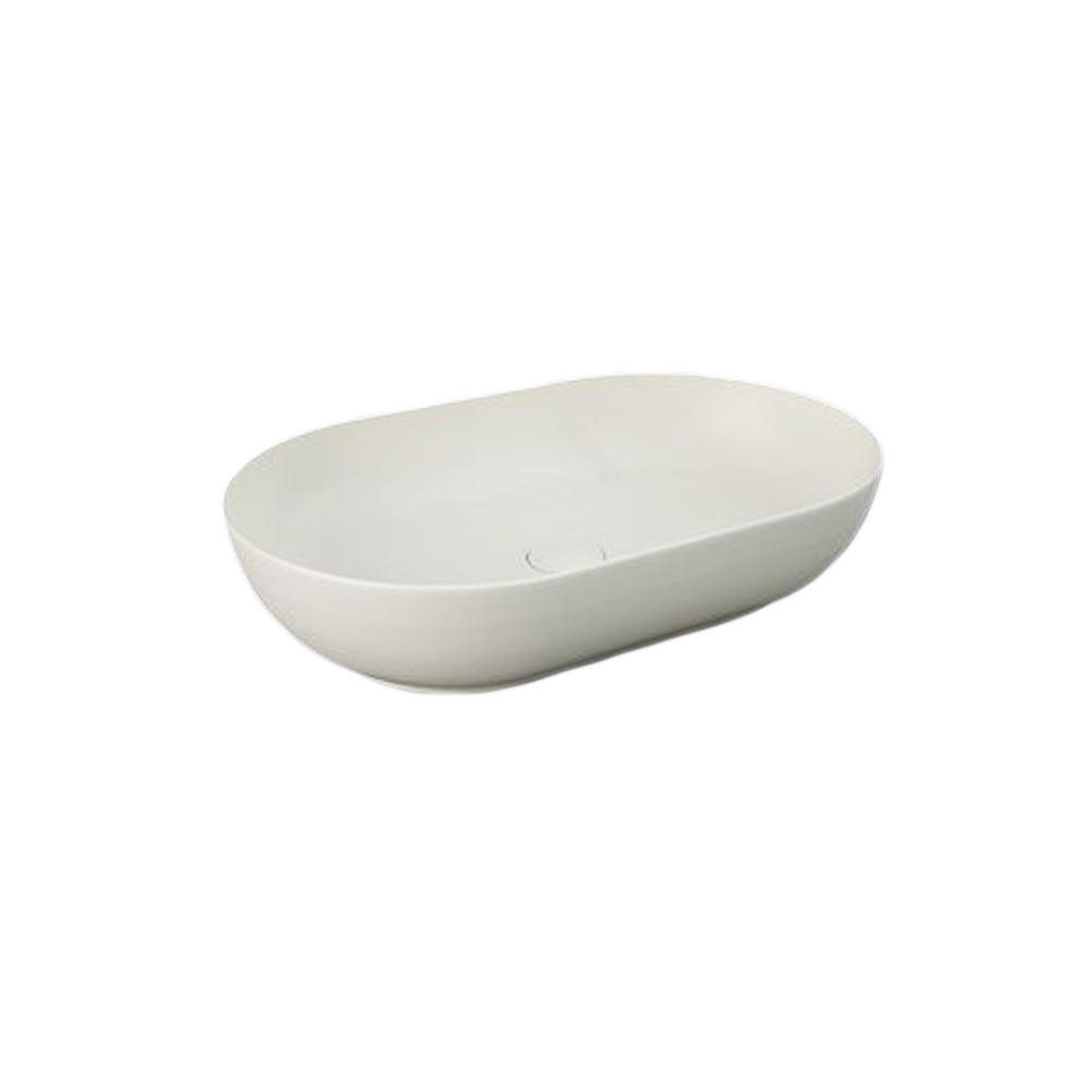 Lavabo da appoggio ovale bordi sottili Sensation in ceramica 55x35 cm- Beige Opaco