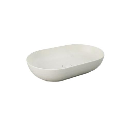 Lavabo da appoggio ovale bordi sottili Sensation in ceramica 55x35 cm- Beige Opaco