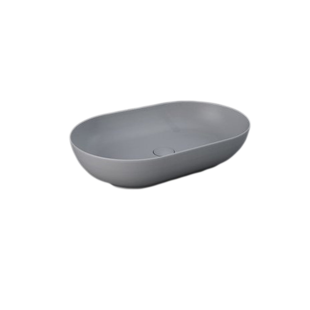 Lavabo da appoggio ovale bordi sottili Sensation in ceramica 55x35 cm- Grigio Opaco