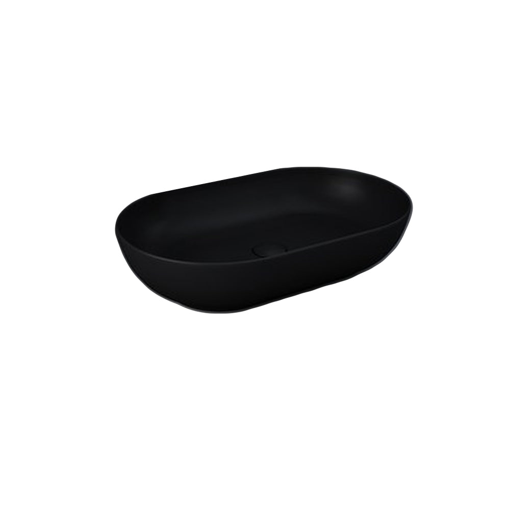 Lavabo da appoggio ovale bordi sottili Sensation in ceramica 55x35 cm- Nero Opaco