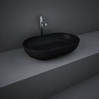 Lavabo da appoggio ovale bordi sottili Sensation in ceramica 55x35 cm- Nero Opaco