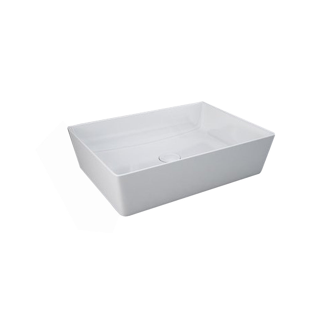 Lavabo da appoggio rettangolare bordi sottili Sensation in ceramica 50x36 cm- Bianco Lucido
