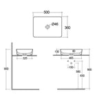 Lavabo da appoggio rettangolare bordi sottili Sensation in ceramica 50x36 cm- Bianco Lucido