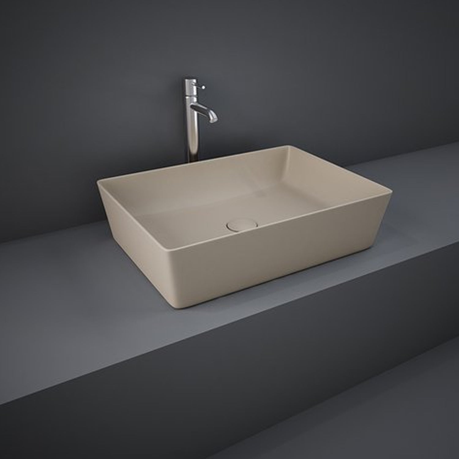Lavabo da appoggio rettangolare bordi sottili Sensation in ceramica 50x36 cm- Cappuccino Opaco