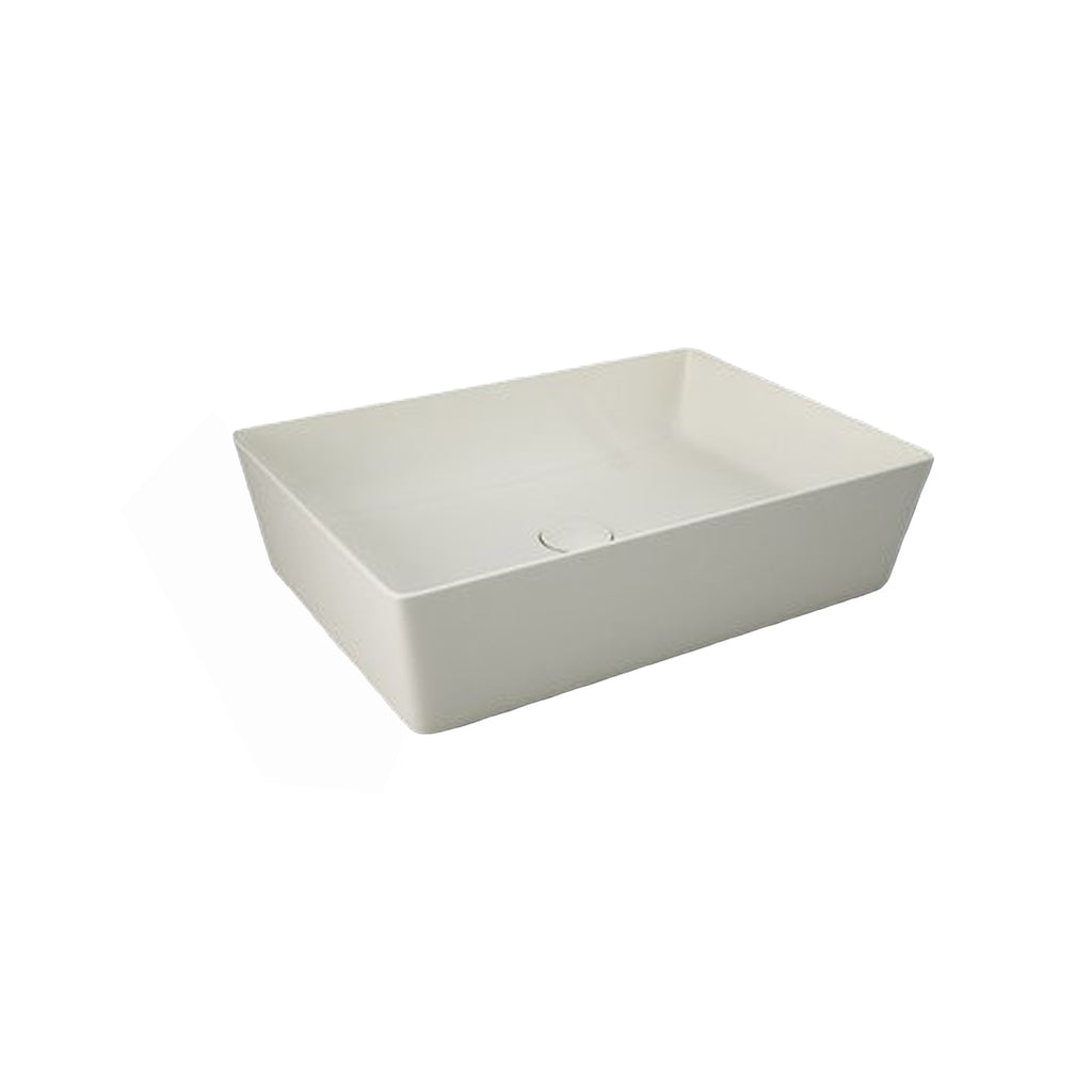 Lavabo da appoggio rettangolare bordi sottili Sensation in ceramica 50x36 cm- Beige Opaco