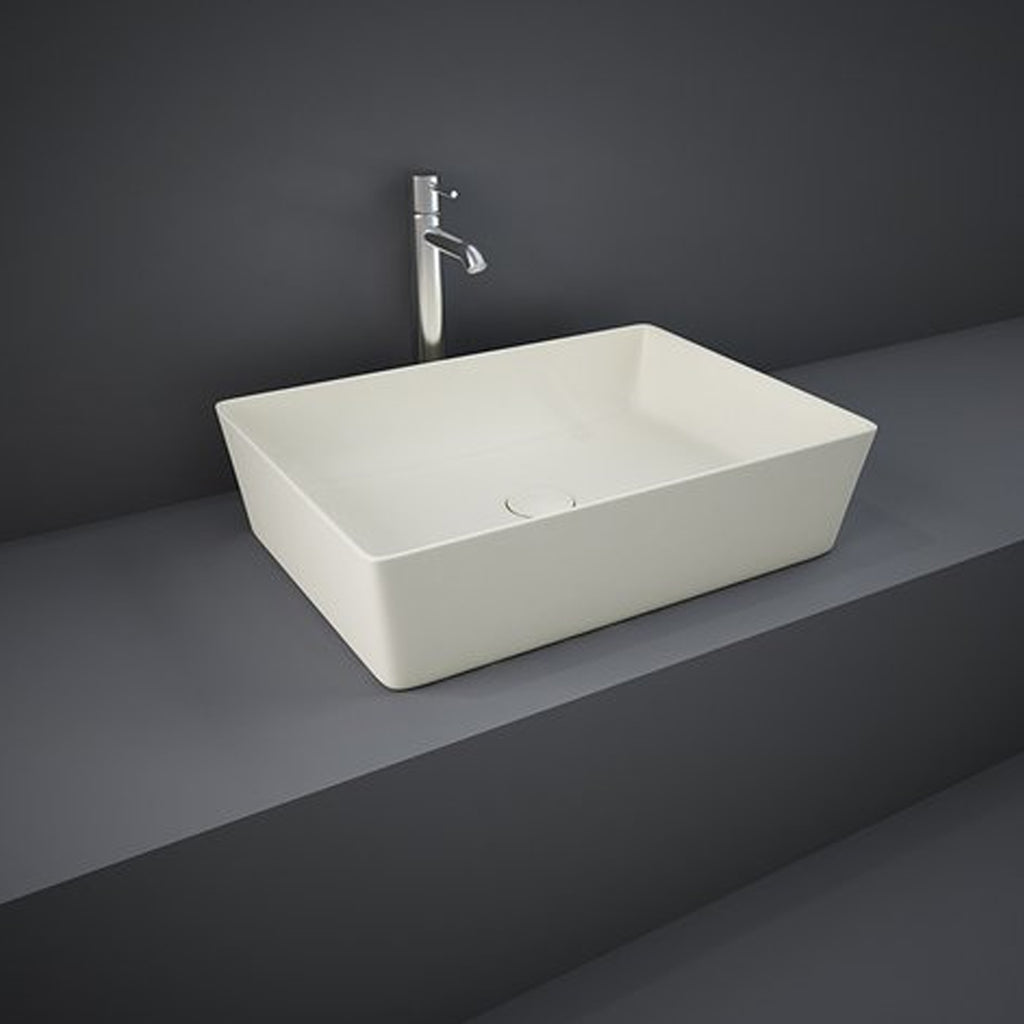 Lavabo da appoggio rettangolare bordi sottili Sensation in ceramica 50x36 cm- Beige Opaco