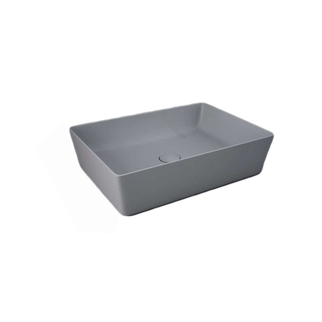 Lavabo da appoggio rettangolare bordi sottili Sensation in ceramica 50x36 cm- Grigio Opaco