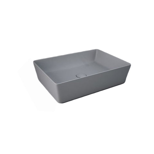 Lavabo da appoggio rettangolare bordi sottili Sensation in ceramica 50x36 cm- Grigio Opaco