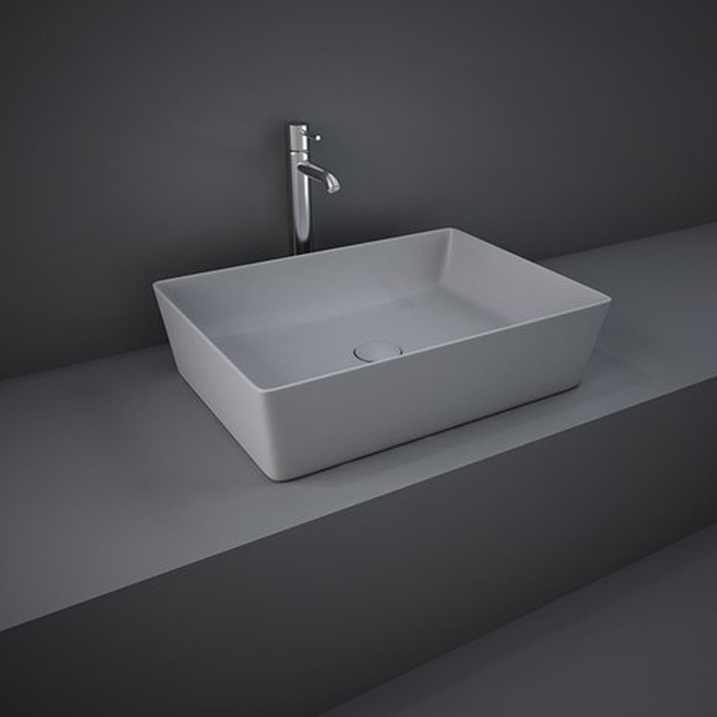 Lavabo da appoggio rettangolare bordi sottili Sensation in ceramica 50x36 cm- Grigio Opaco
