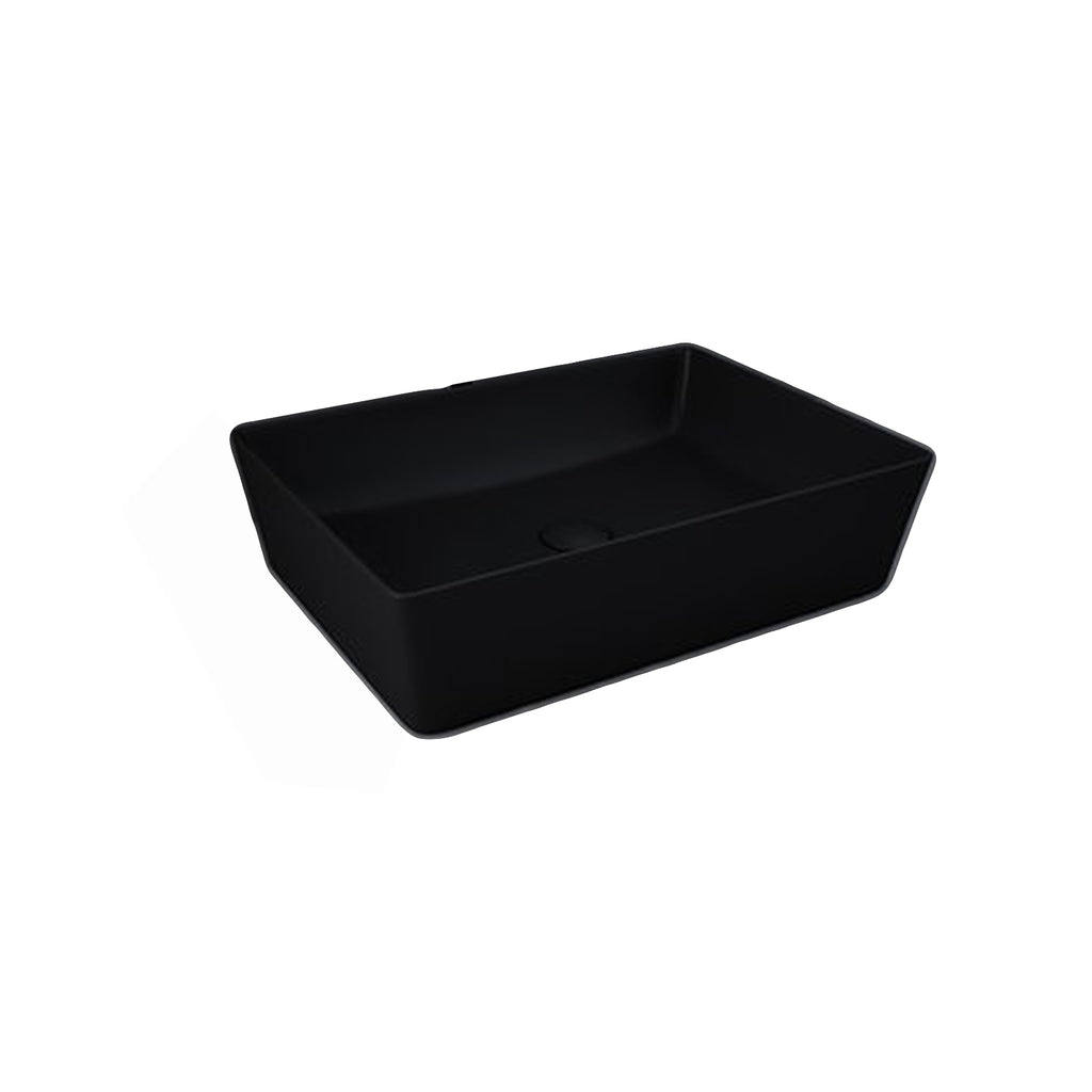 Lavabo da appoggio rettangolare bordi sottili Sensation in ceramica 50x36 cm- Nero Opaco