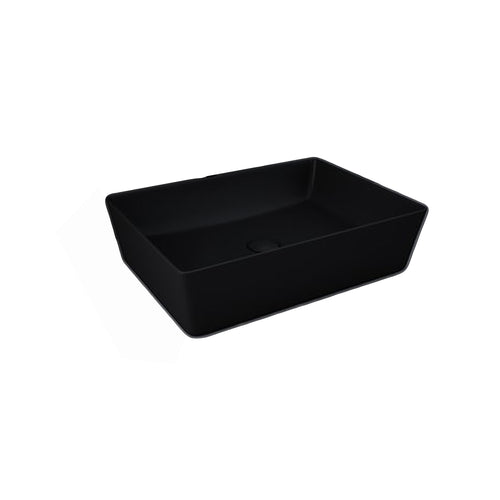 Lavabo da appoggio rettangolare bordi sottili Sensation in ceramica 50x36 cm- Nero Opaco