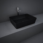 Lavabo da appoggio rettangolare bordi sottili Sensation in ceramica 50x36 cm- Nero Opaco