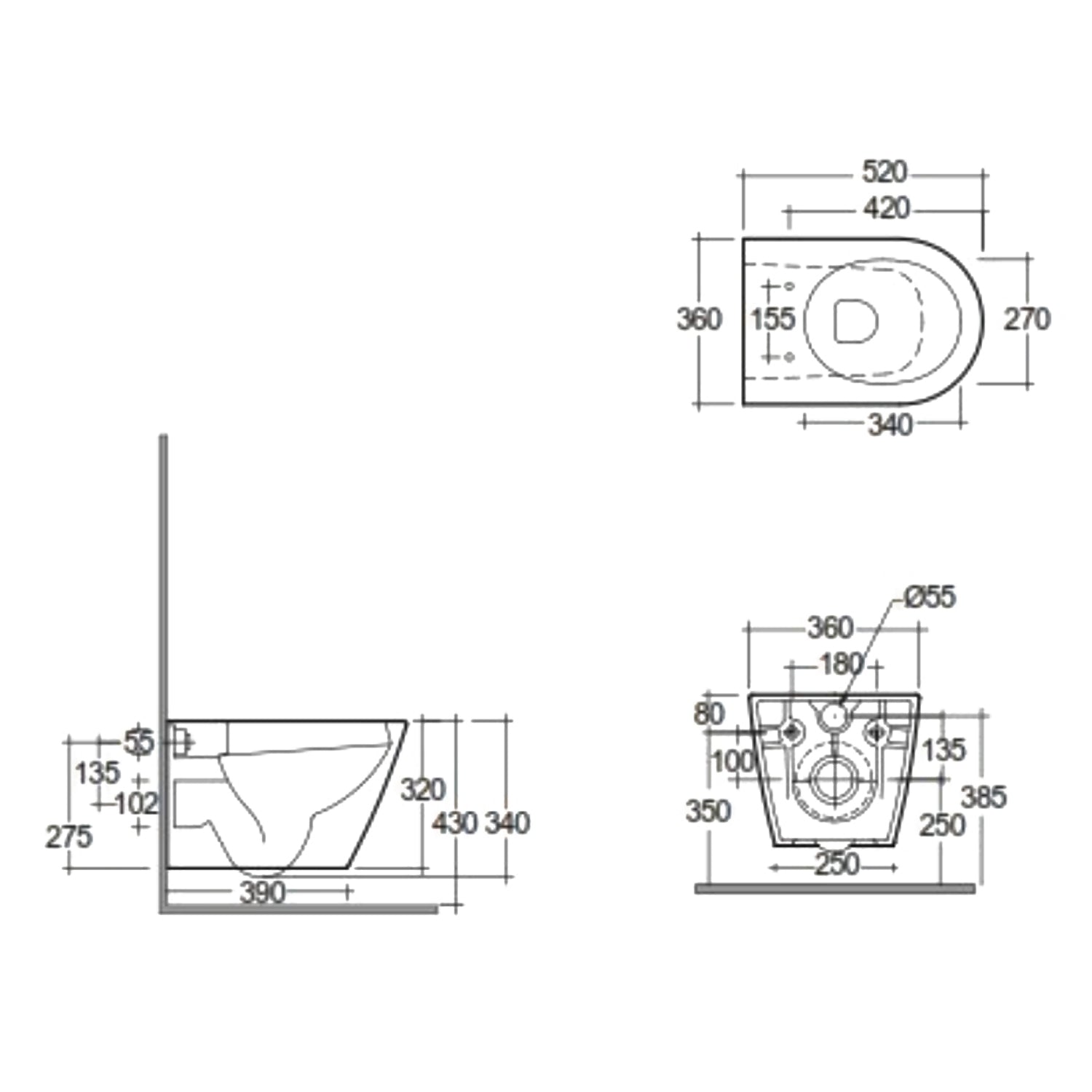 Sanitari sospesi cm 52x36 mod. Sensation wc rimless+bidet+sedile soft close Beige Opaco