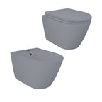 Sanitari sospesi cm 52x36 mod. Sensation wc rimless+bidet+sedile soft close Grigio Opaco