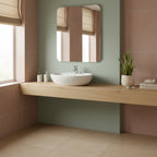 Lavabo d'appoggio monoforo BathCore Claim in ceramica bianca con troppo pieno cm 57x44