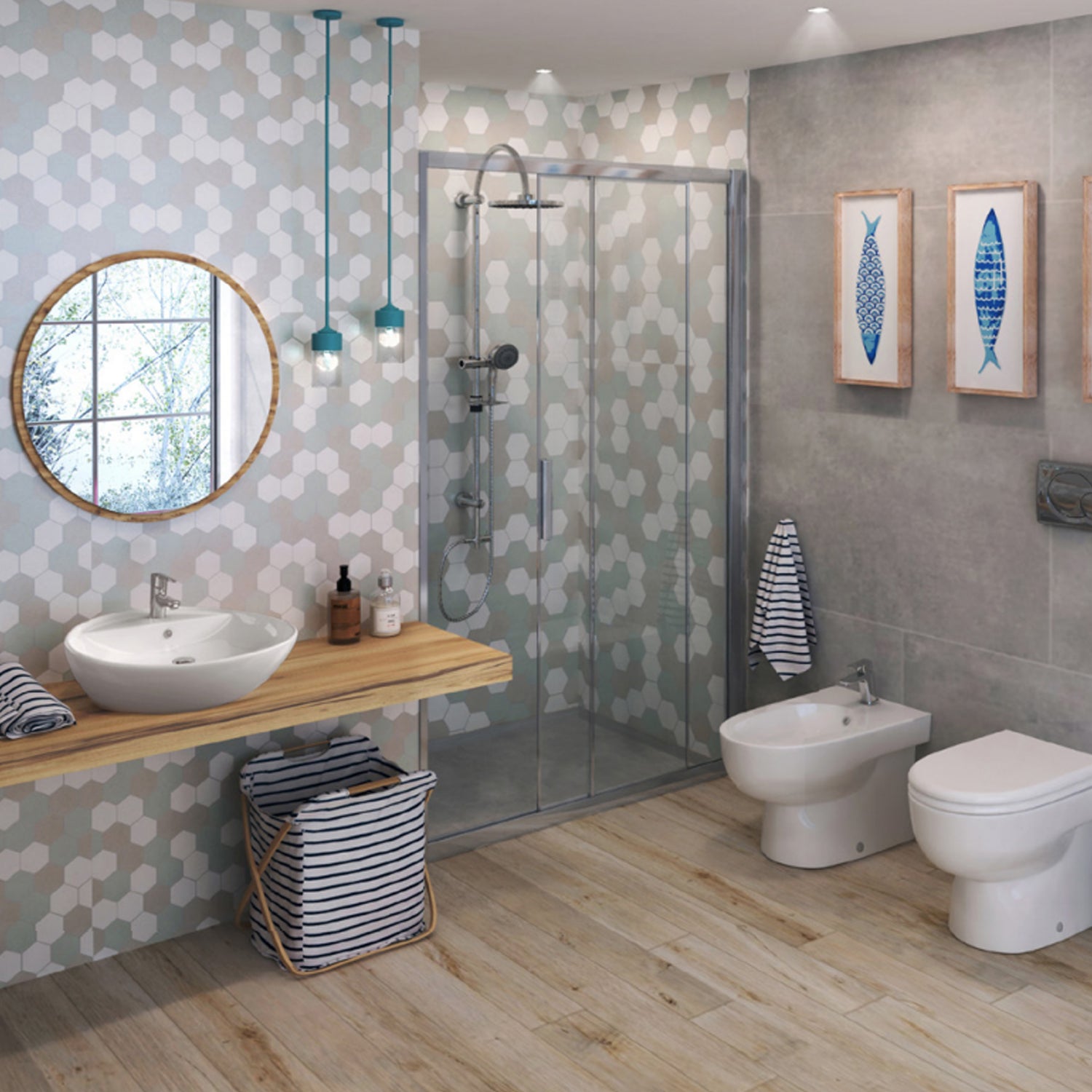 Lavabo d'appoggio monoforo BathCore Claim in ceramica bianca con troppo pieno cm 57x44
