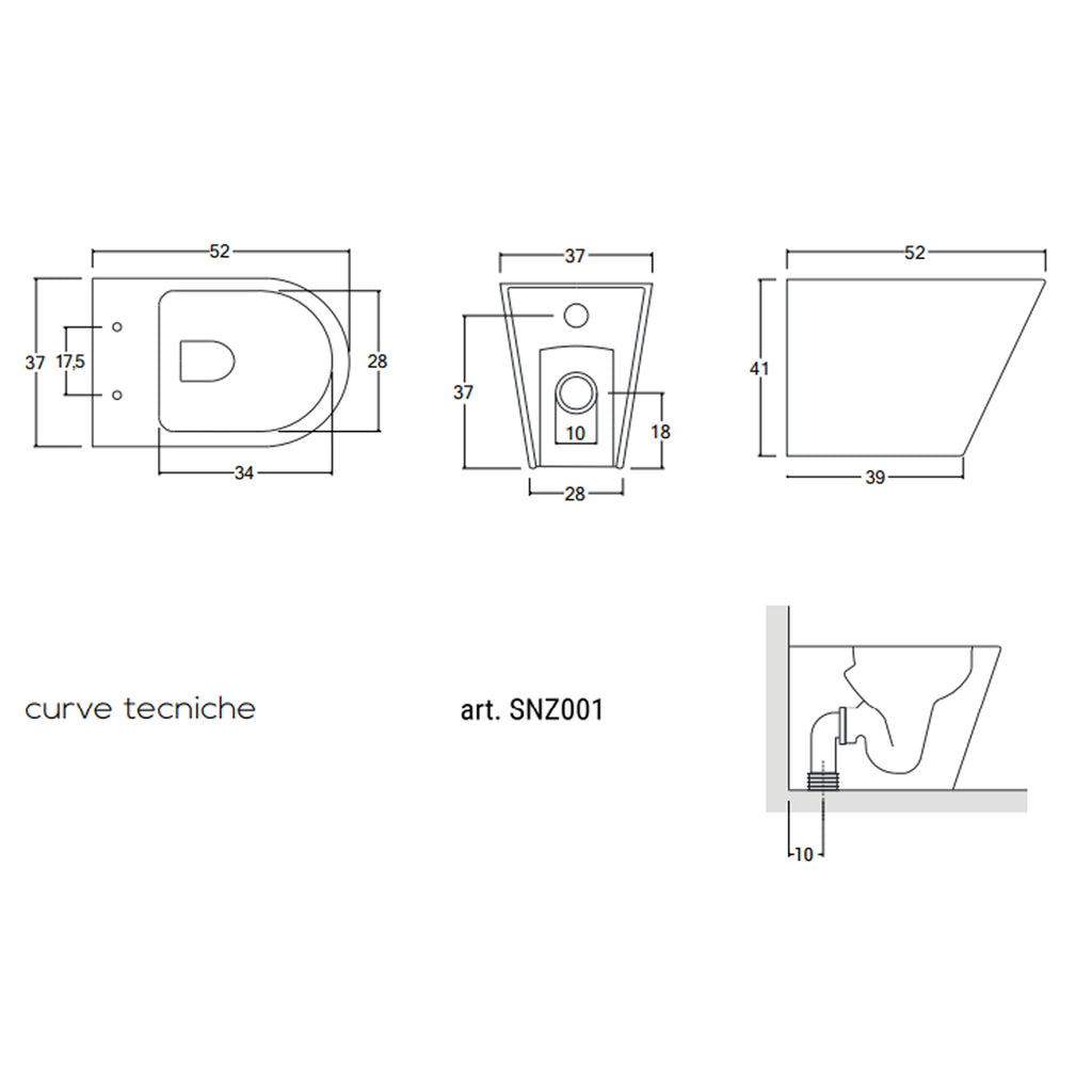 Vaso a terra con copriwater soft close Cuore BathCore L 37 Ã— P 52 Ã— H 41 cm â€“ Bianco lucido
