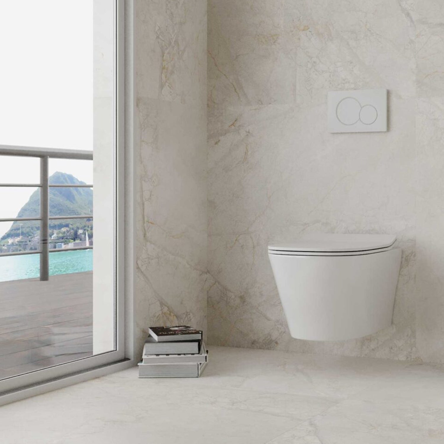 Vaso sospeso con copriwater soft close Eira BathCore L 36 Ã— P 53 Ã— H 35 cm â€“ Bianco lucido