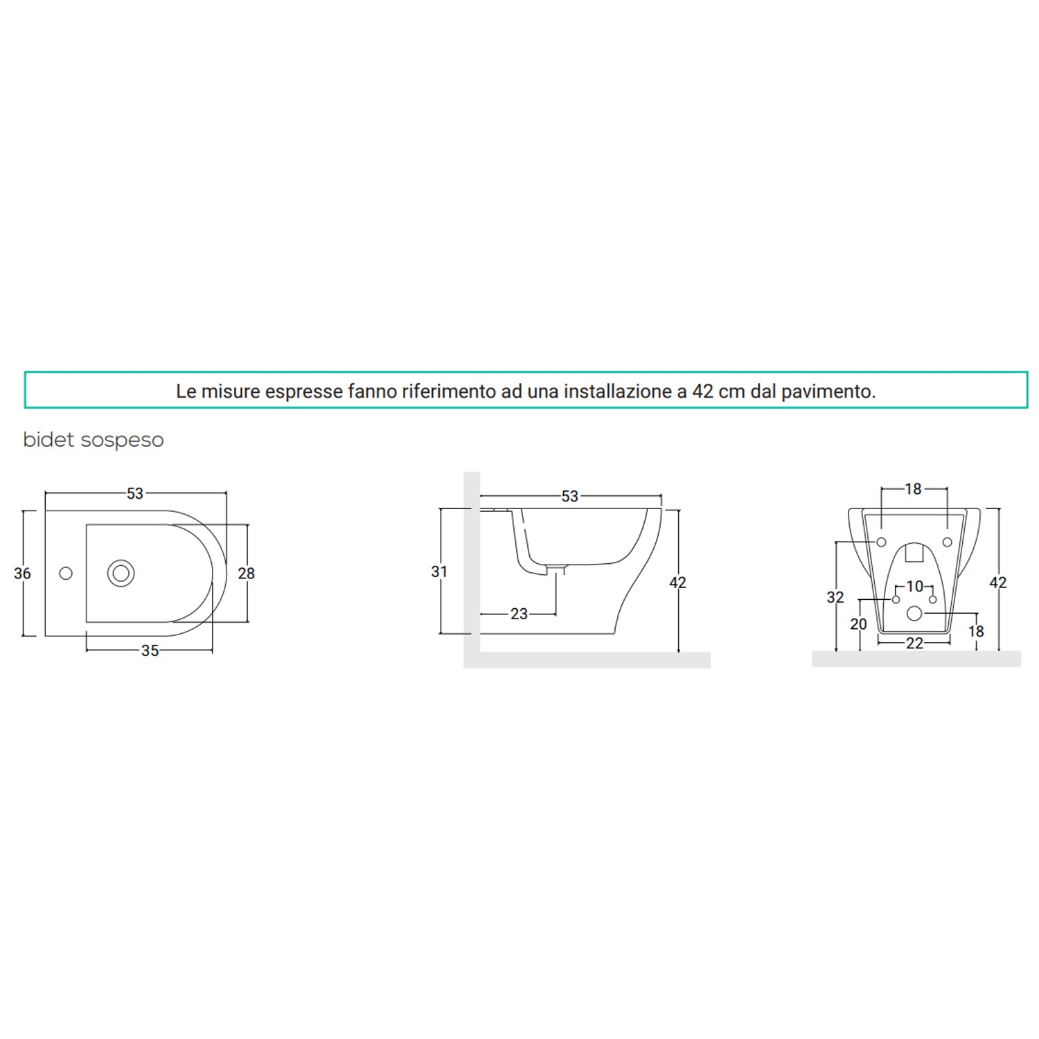 Sanitari sospesi con copriwater soft close BathCore serie Eira L 36 x P 53 cm â€“ Bianco lucido