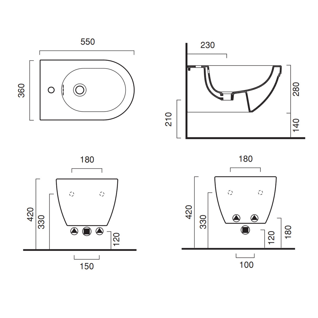 Sanitari Sospesi Ceramica Catalano Canova Royal Smalto Cataglaze Design Classico