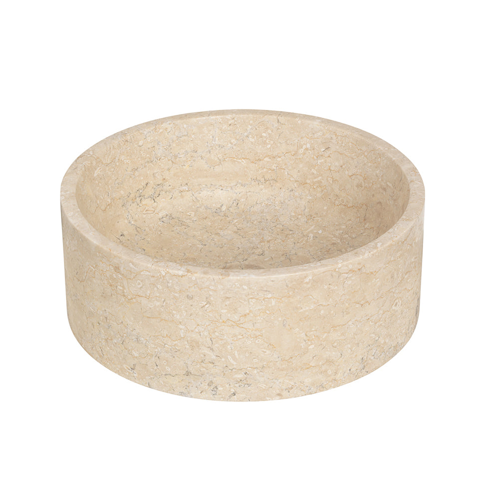 Lavabo da Appoggio in Marmo Cerchio Beige diametro 40 alto 15 cm