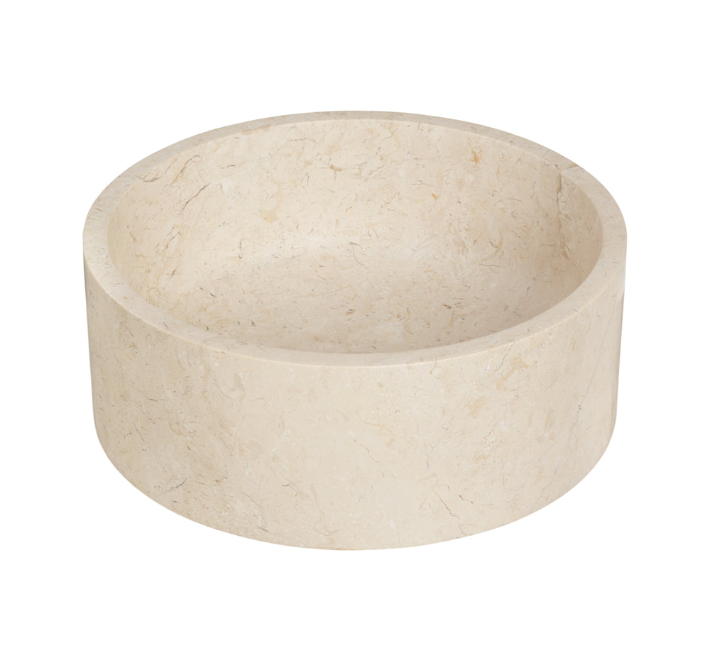 Lavabo da Appoggio in Marmo Cerchio Bianco diametro 40 alto 15 cm