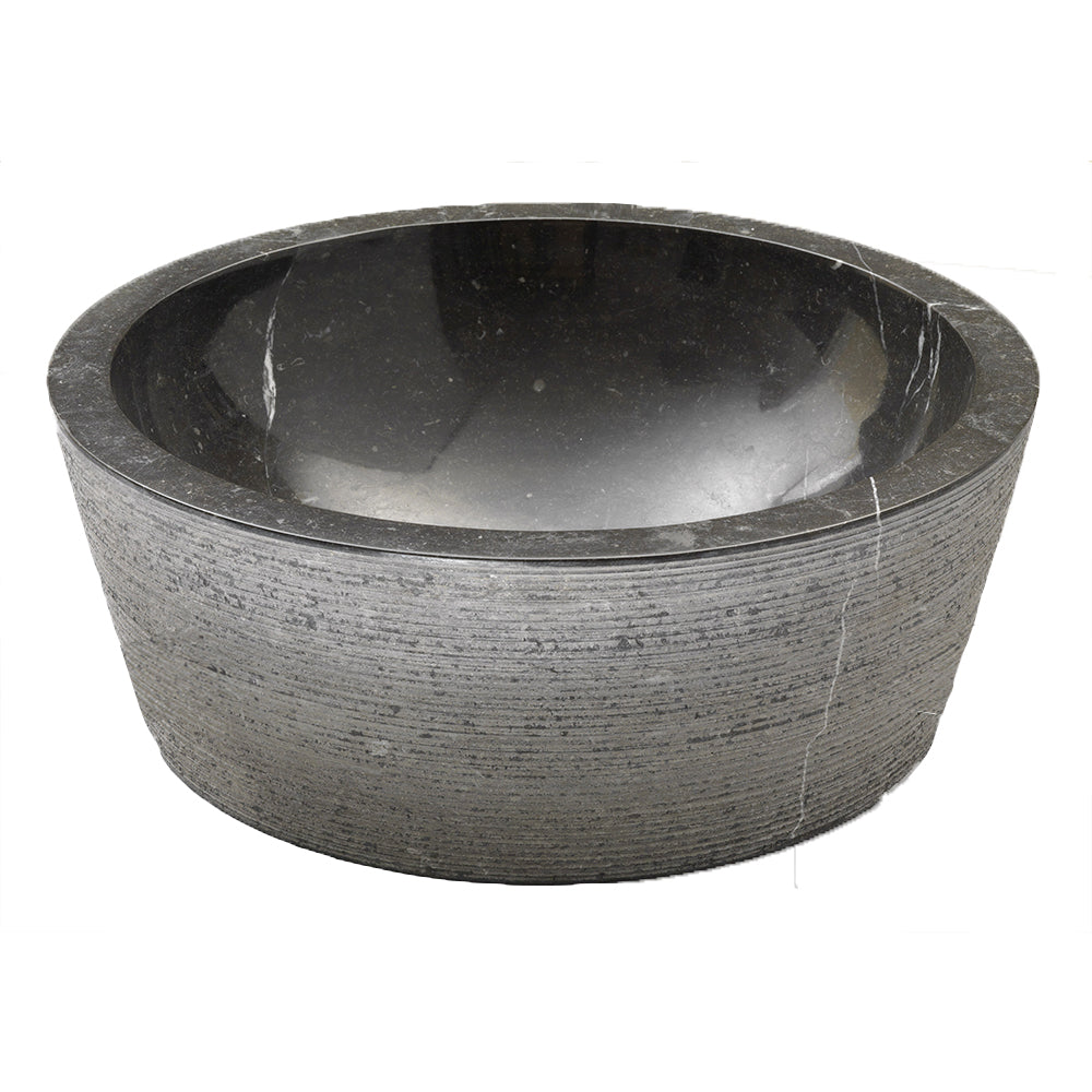 Lavabo da Appoggio in Marmo Cilindro Nero diametro 40 cm alto 15 cm