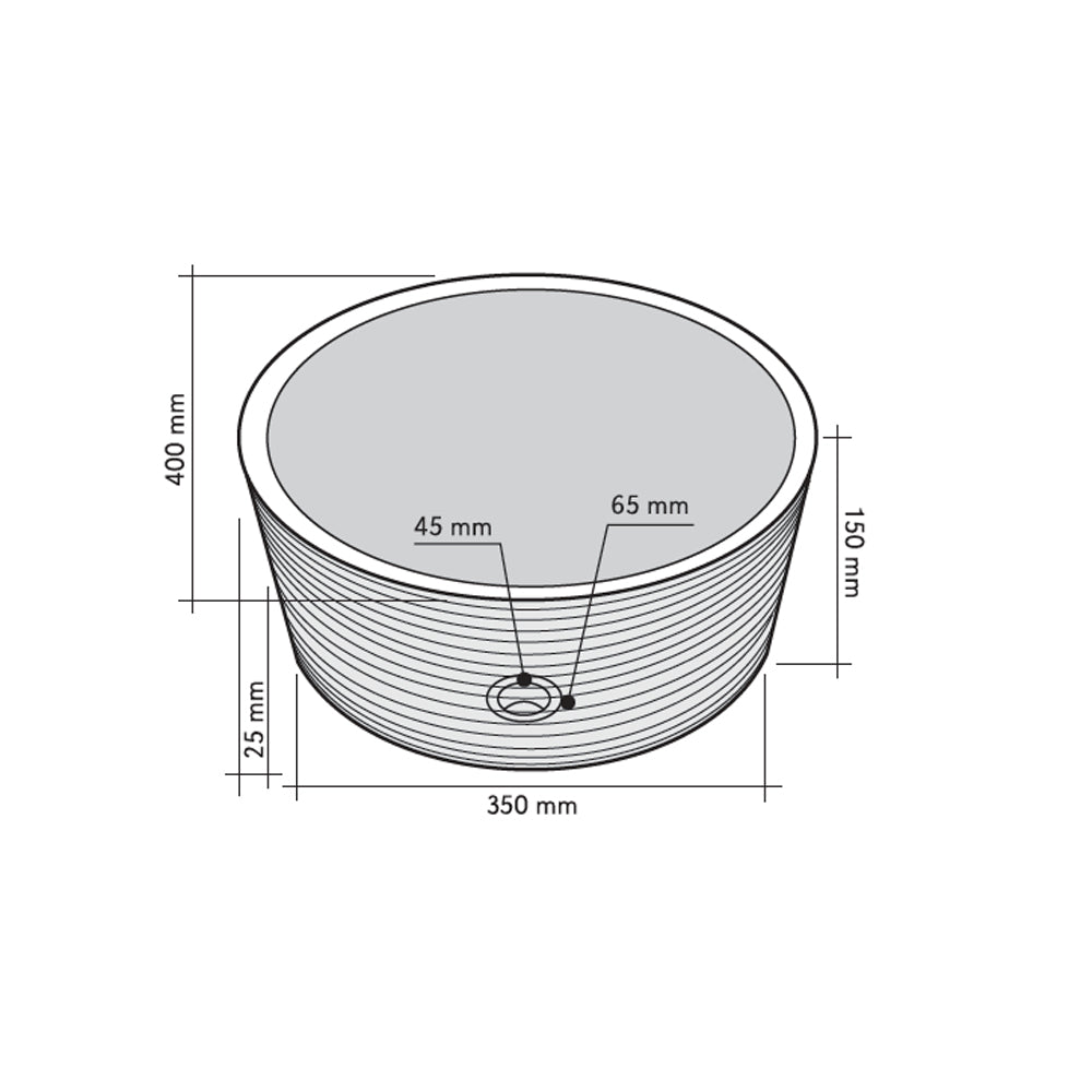 Lavabo da Appoggio in Marmo Cilindro Nero diametro 40 cm alto 15 cm