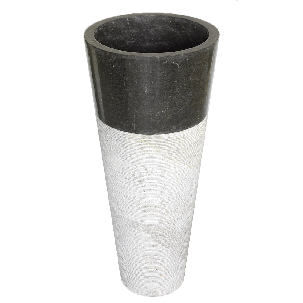 Lavabo freestanding in Marmo Conico Nero tondo alto 90 cm diametro 40 cm