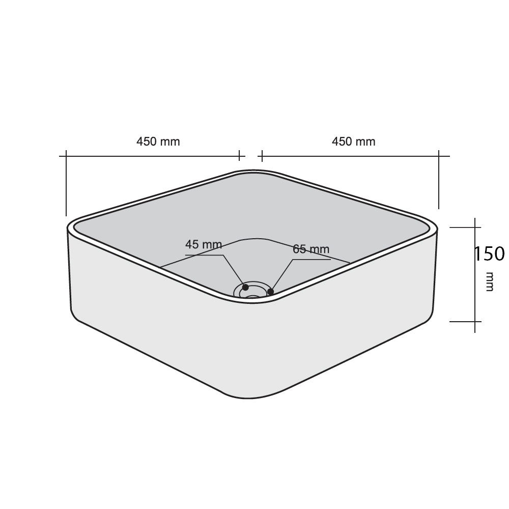 Lavabo da Appoggio quadrato 45x45 in Marmo Moderno Bianco