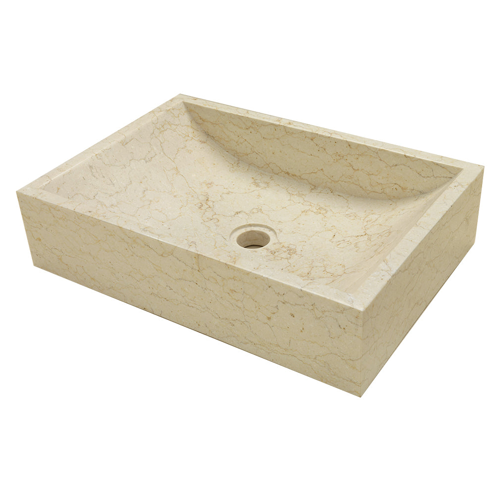 Lavabo da Appoggio in marmo Beige di forma rettangolare 50X35x12h cm