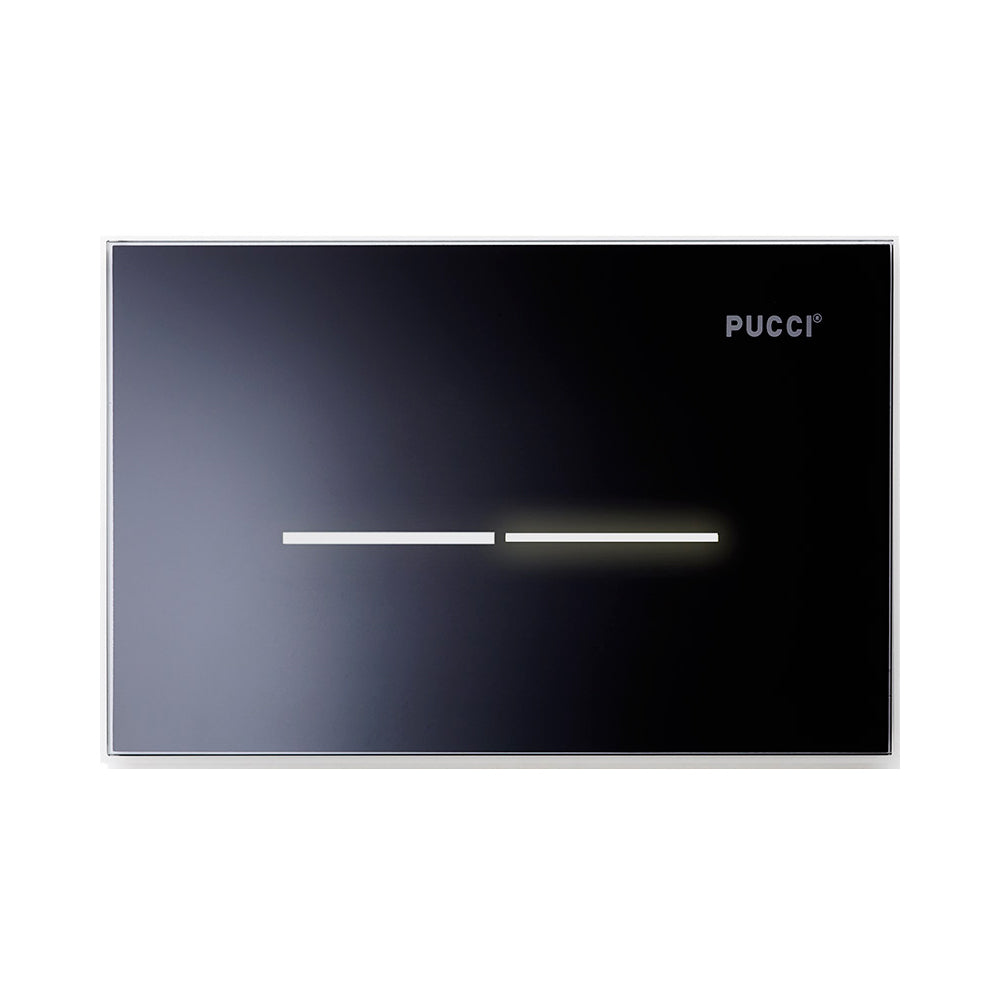 Placca per cassetta Pucci Eco Sfioro 2 Pulsanti  in vetro Nero Lucido