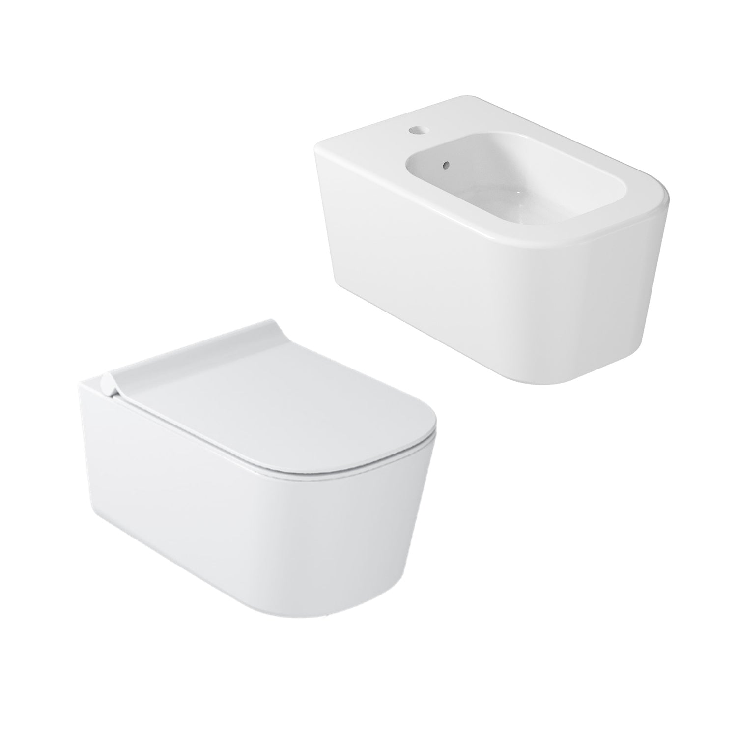 Coppia di sanitari sospesi 55x35 cm serie MEG11PRO di Ceramica Galassia con sedile soft close