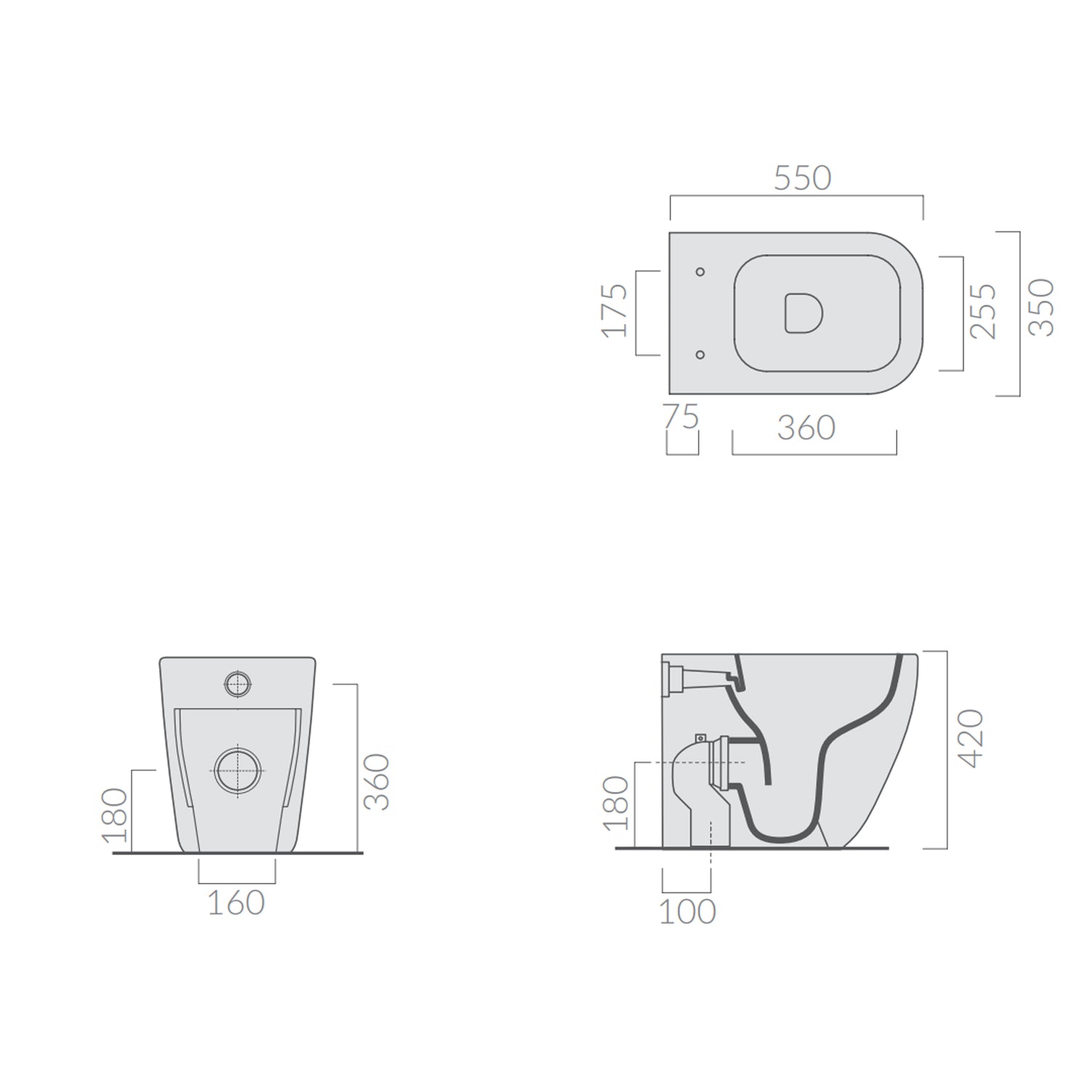 Vaso filomuro 55x35 cm serie MEG11PRO di Ceramica Galassia con sedile slim soft close