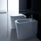 Coppia di sanitari filomuro scarico traslato 55x35 cm serie MEG11 di Galassia con sedile soft close