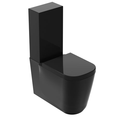 Wc Monoblocco 65x35 cm serie MEG11 di Ceramica Galassia con sedile avvolgente soft close- Nero Lucido