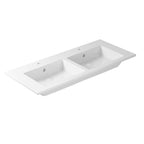 Lavabo vasca doppia ad incasso/sospeso serie Plus Design di Ceramica Galassia - Bianco lucido 121x51cm