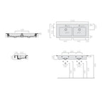 Lavabo vasca doppia ad incasso/sospeso serie Plus Design di Ceramica Galassia - Bianco lucido 121x51cm