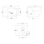 Sanitari filomuro senza brida con Copriwater Soft Close BathCore serie Aria 52x37 x H40.5 cm - Bianco Opaco