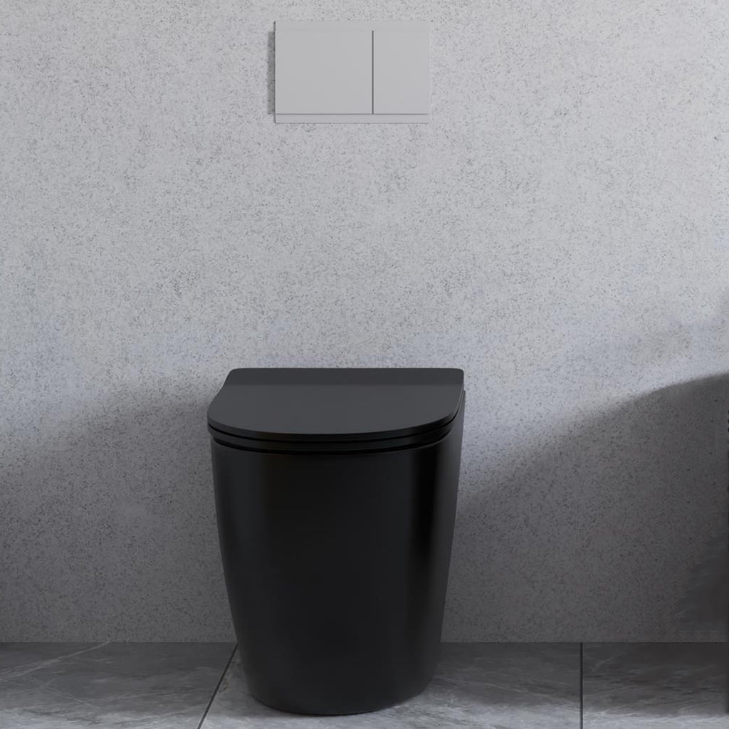 Vaso filomuro senza brida con Copriwater Soft Close BathCore serie Aria 52x37 x H40.5 cm - Nero Opaco