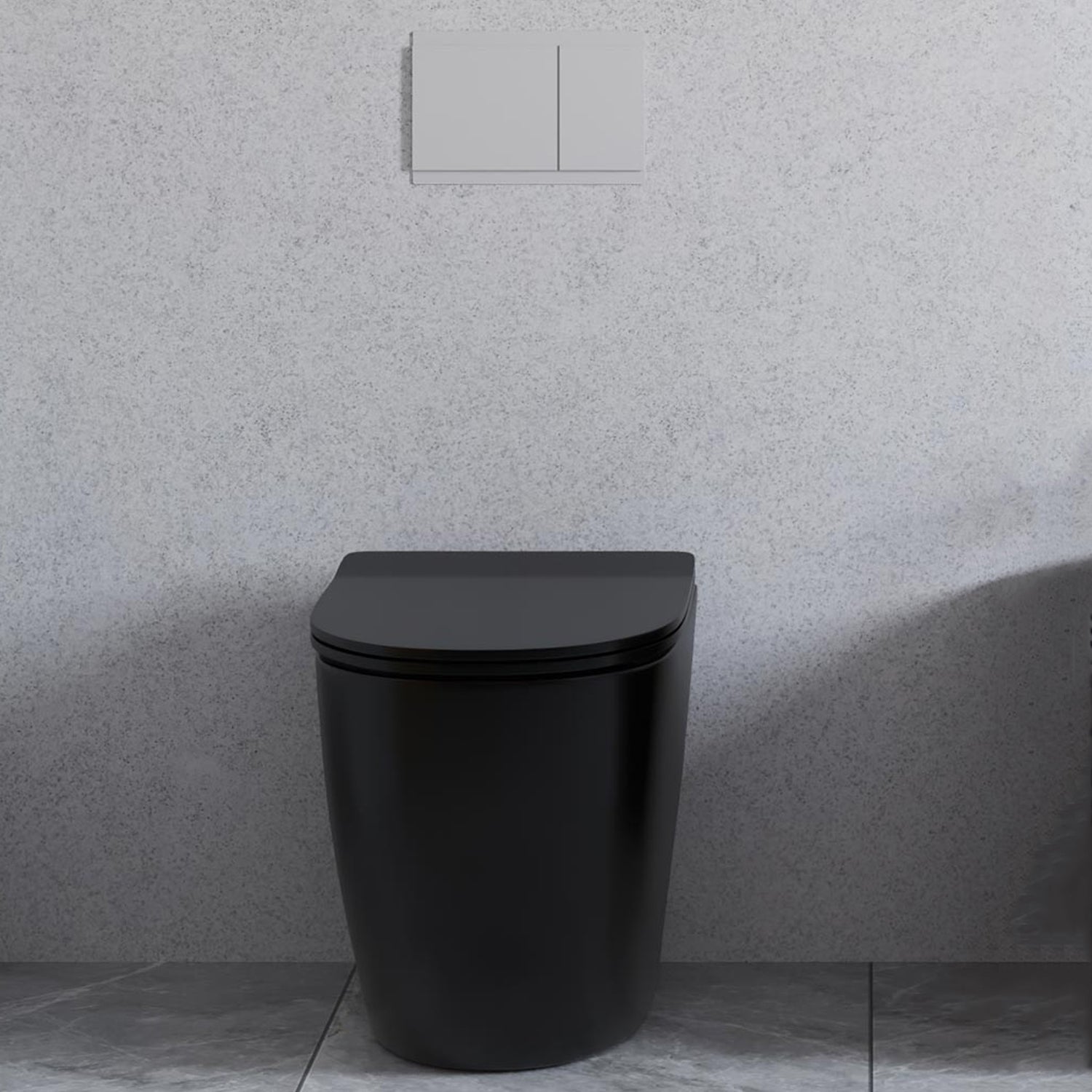Vaso filomuro senza brida con Copriwater Soft Close BathCore serie Aria 52x37 x H40.5 cm - Nero Opaco